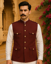 Hunting Jacket - Maroon - Jaipuri Crown